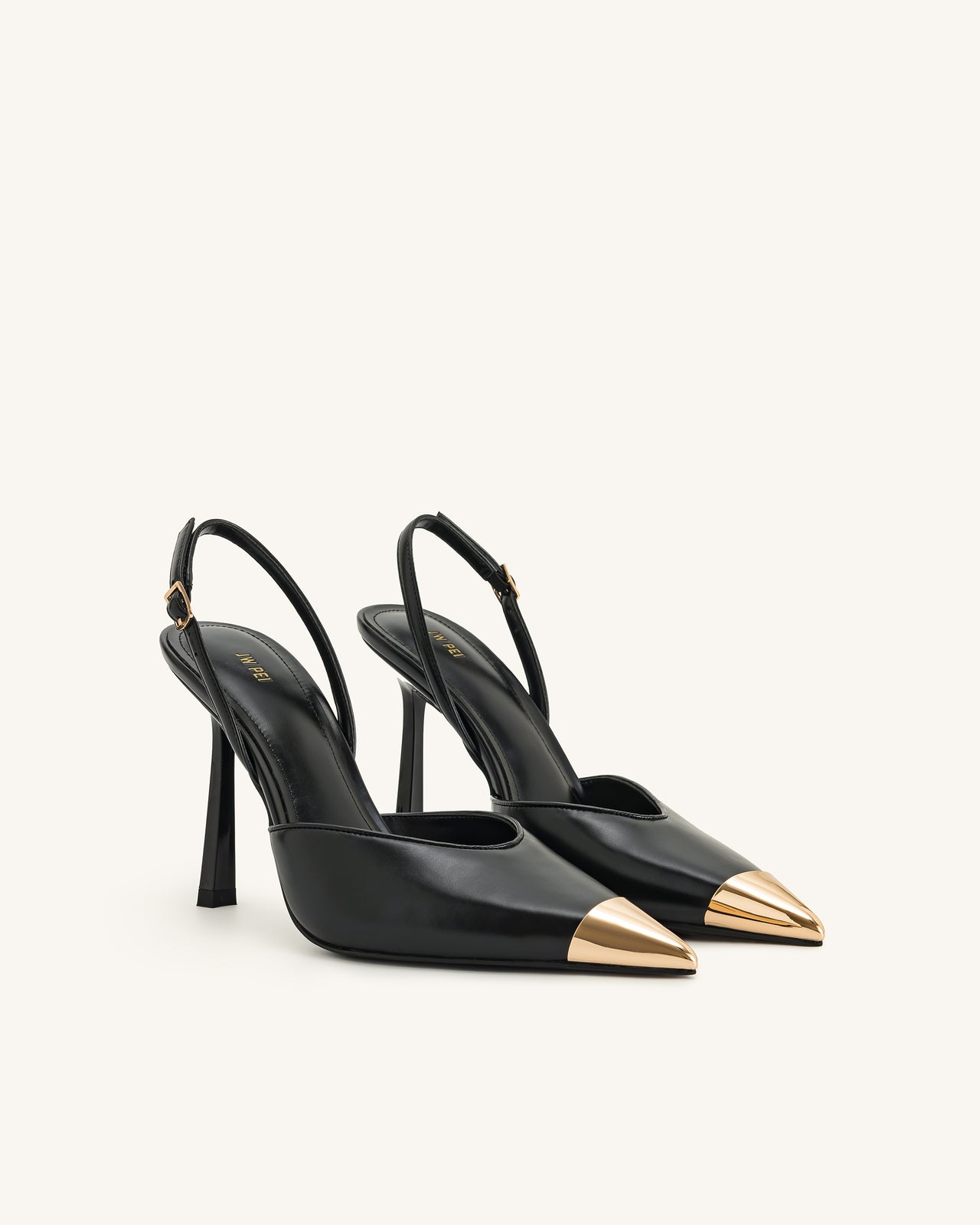 Escarpins slingback Savannah à bout doré - Noir