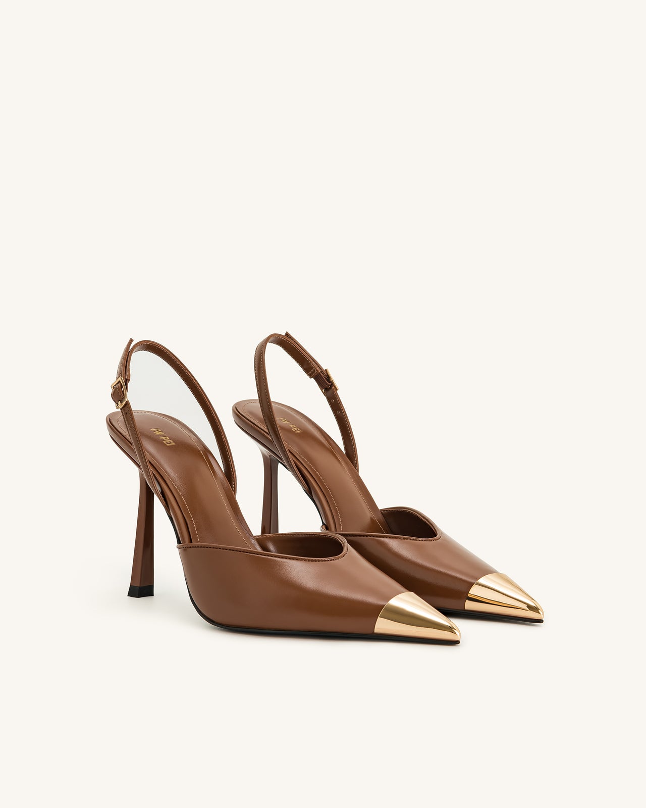 Escarpins slingback Savannah à bout doré - Marron