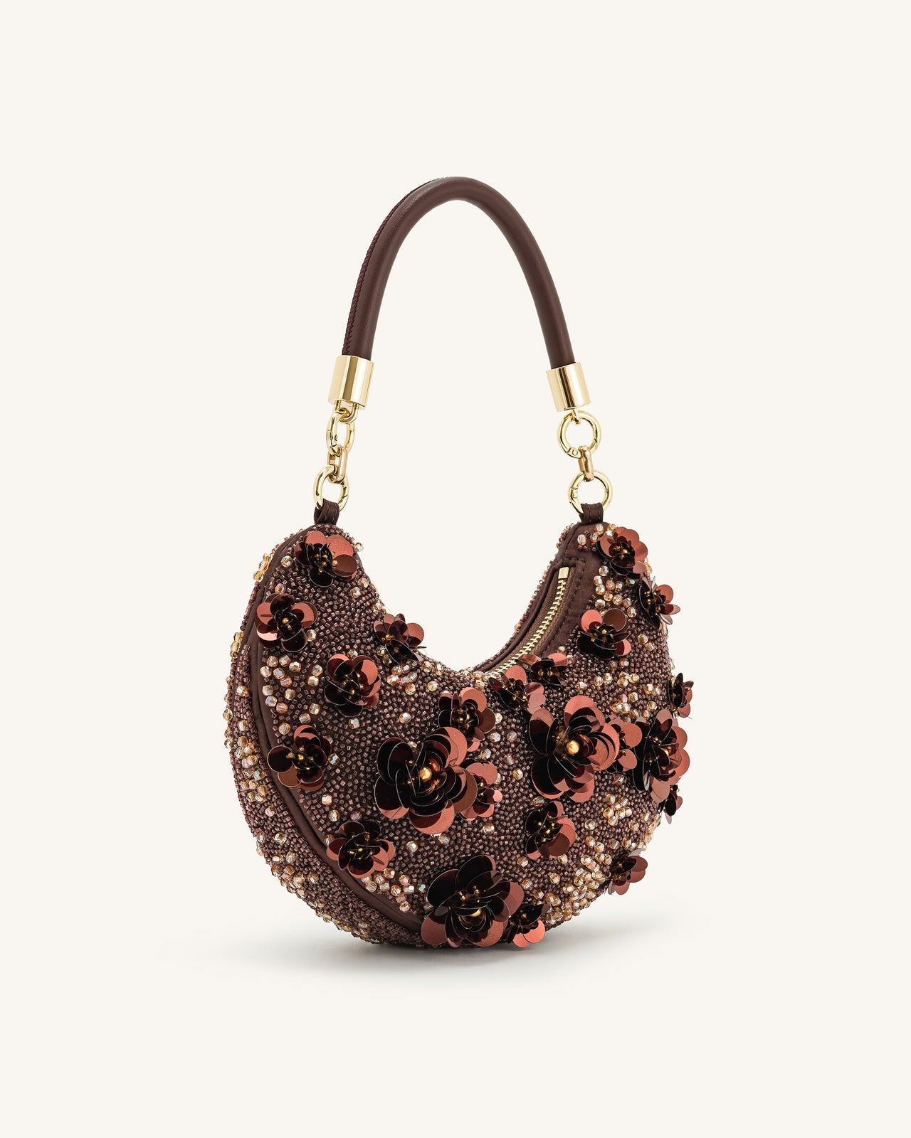 Livia Sac Hobo Floral Perlé - Marron