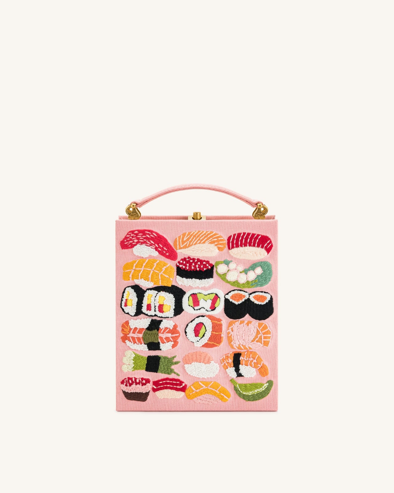 Sac clutch en forme de livre avec motif de broderie Taya-Sushi - Rose