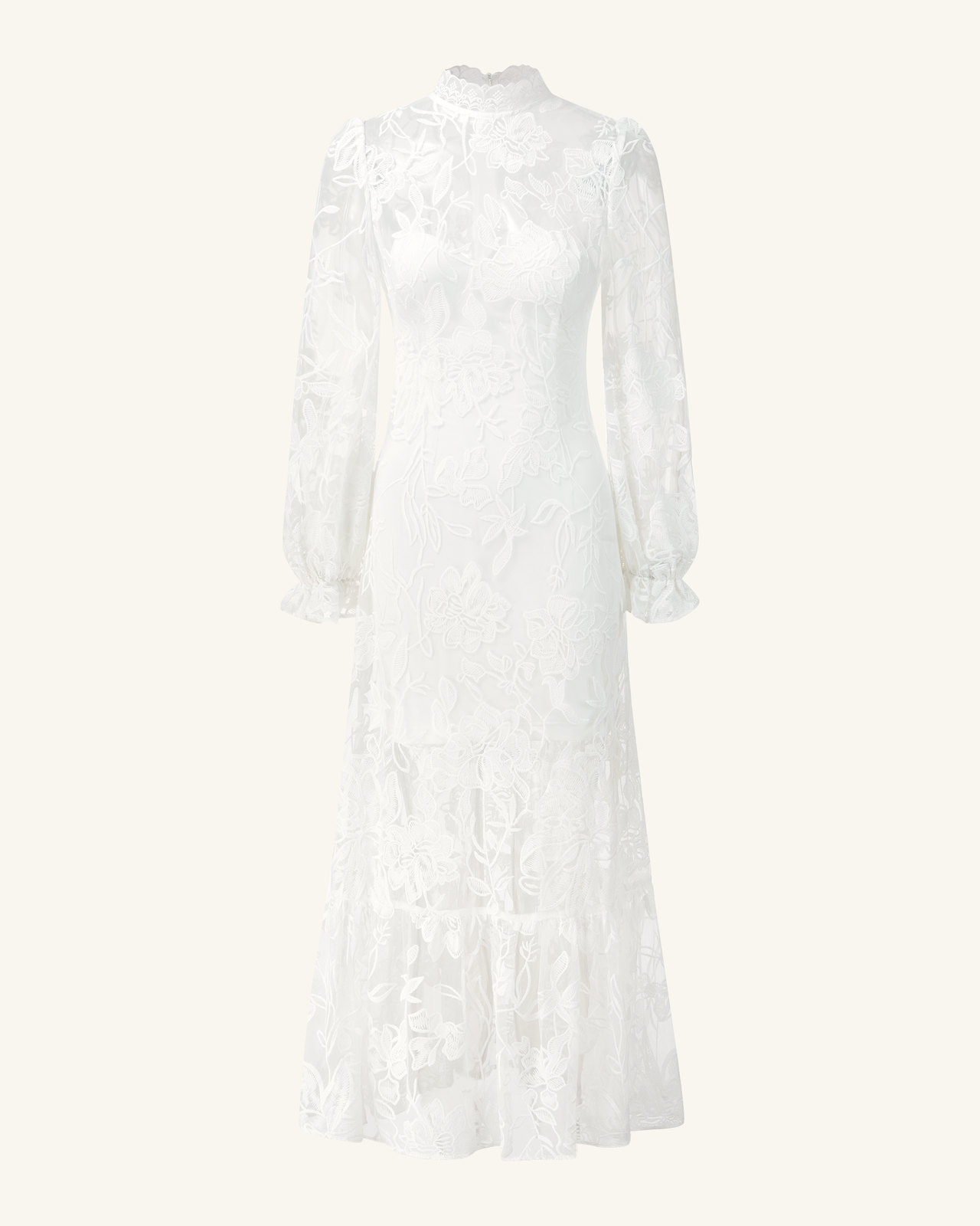 Robe midi élégante en dentelle - Blanche