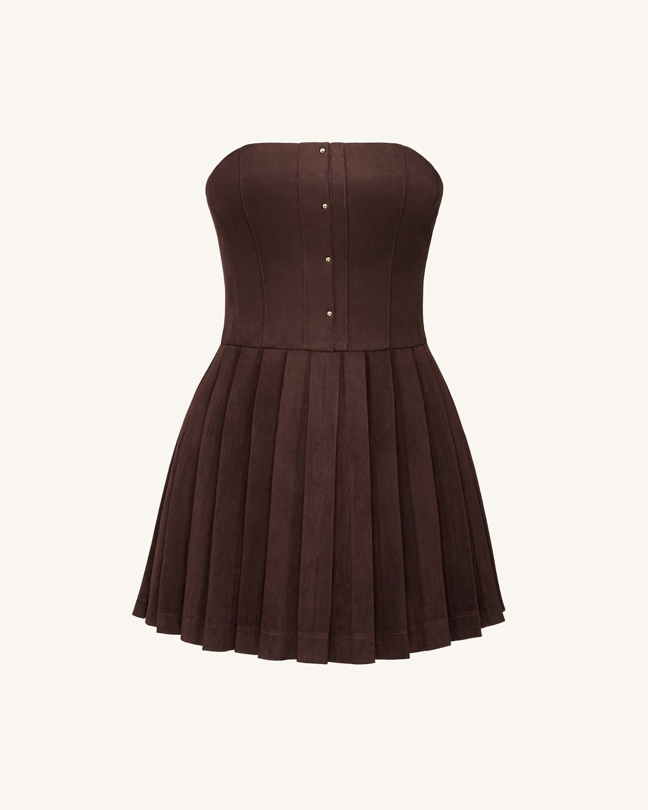 Robe Plissée en Velours Ellie - Marron Chocolat