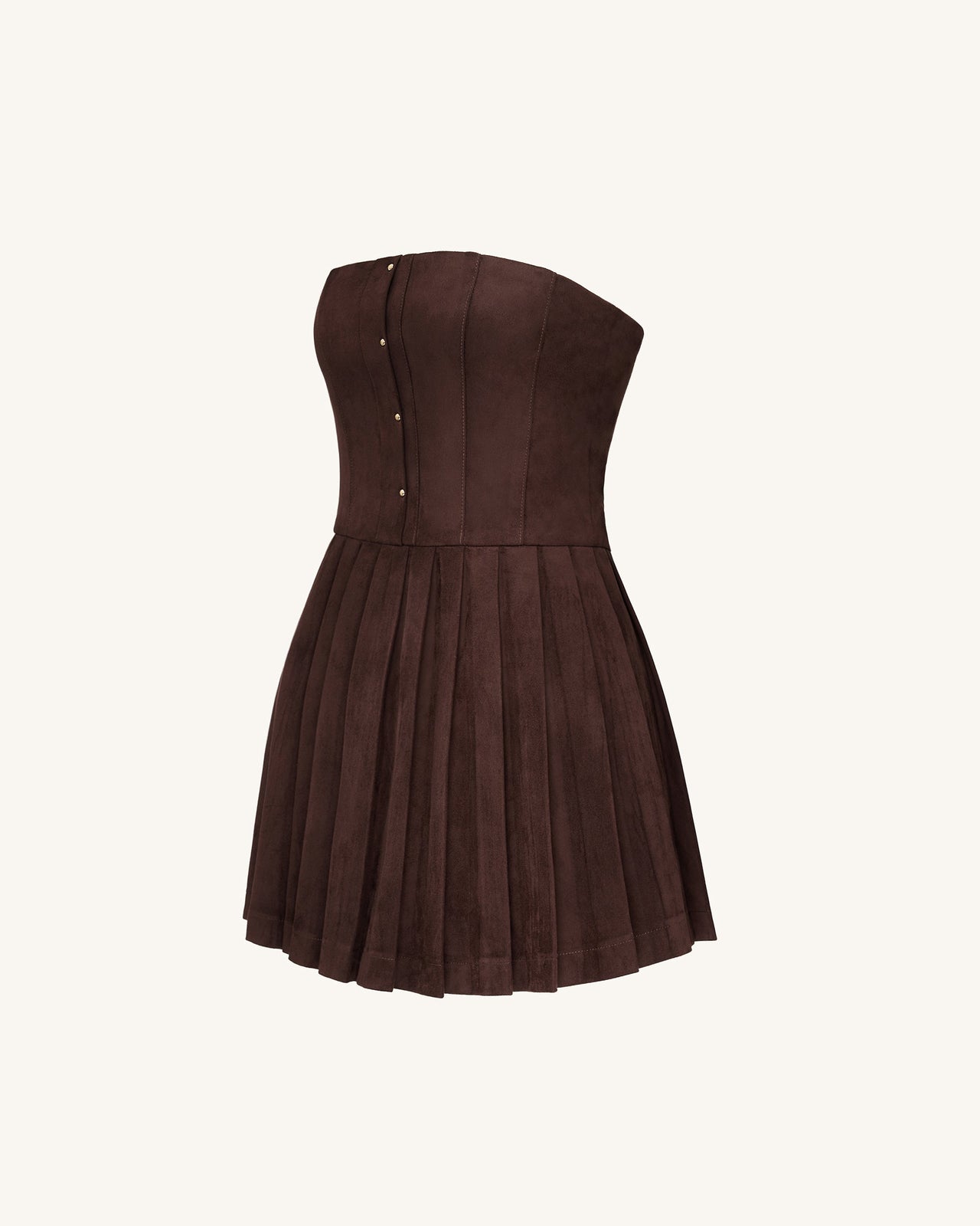 Robe Plissée en Velours Ellie - Marron Chocolat