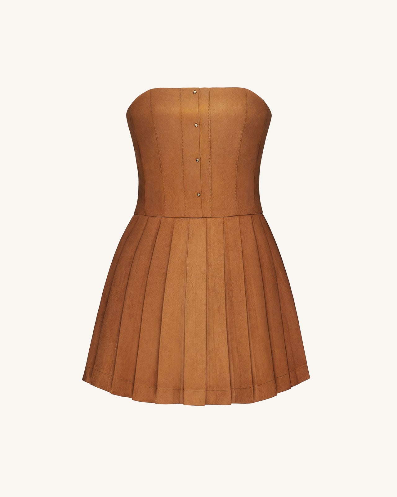 Robe Plissée en Velours Ellie - Caramel