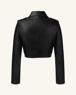 Veste en Cuir Coupée Sophie - Noir & Rouge