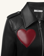 Veste en Cuir Coupée Sophie - Noir & Rouge