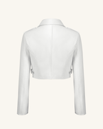 Veste en Cuir Coupée Sophie - Blanc & Rouge