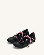 Caitlin Chaussures de ballerine à lacets - Noir