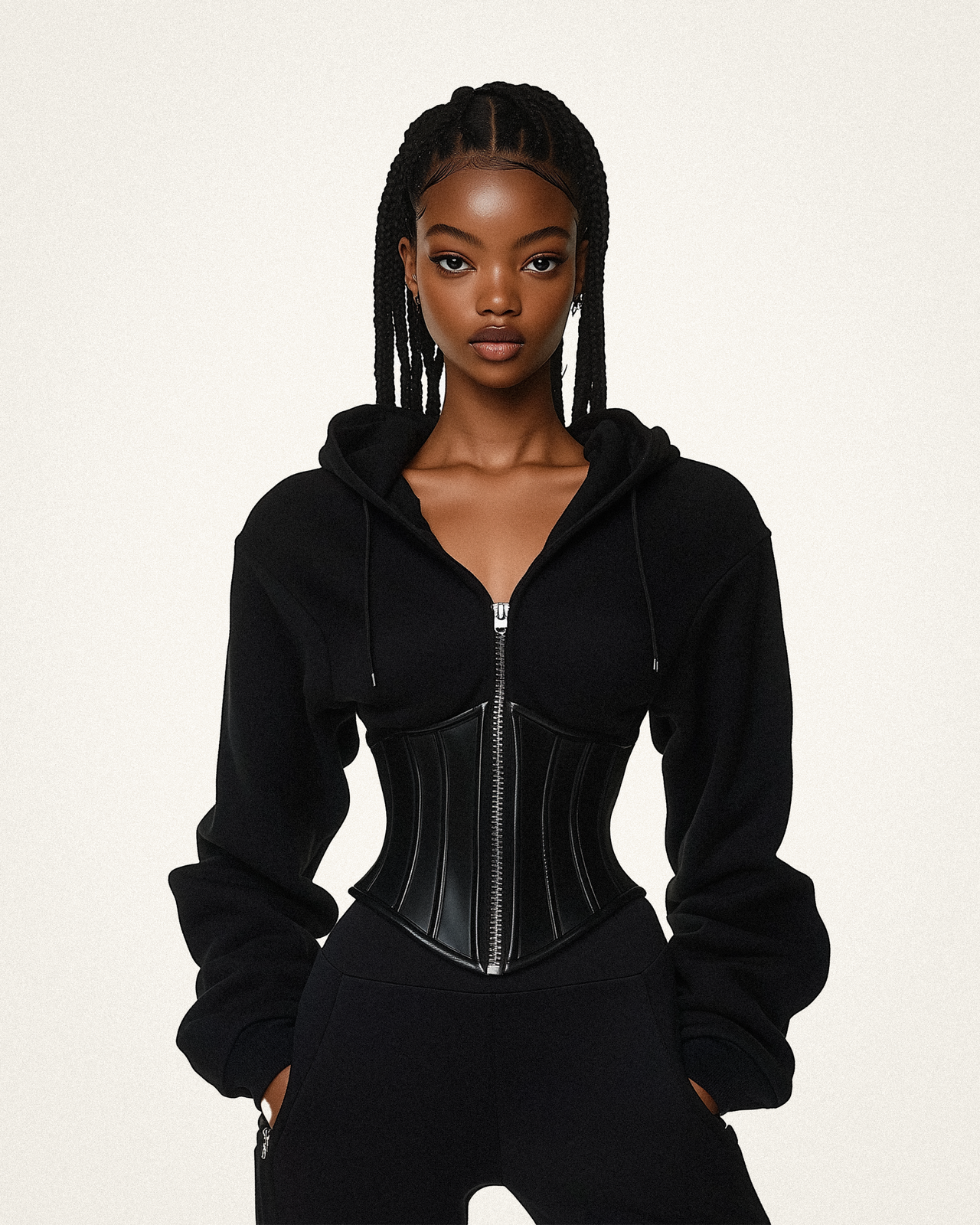 Hoodie Corset Structuré Valentina - Noir