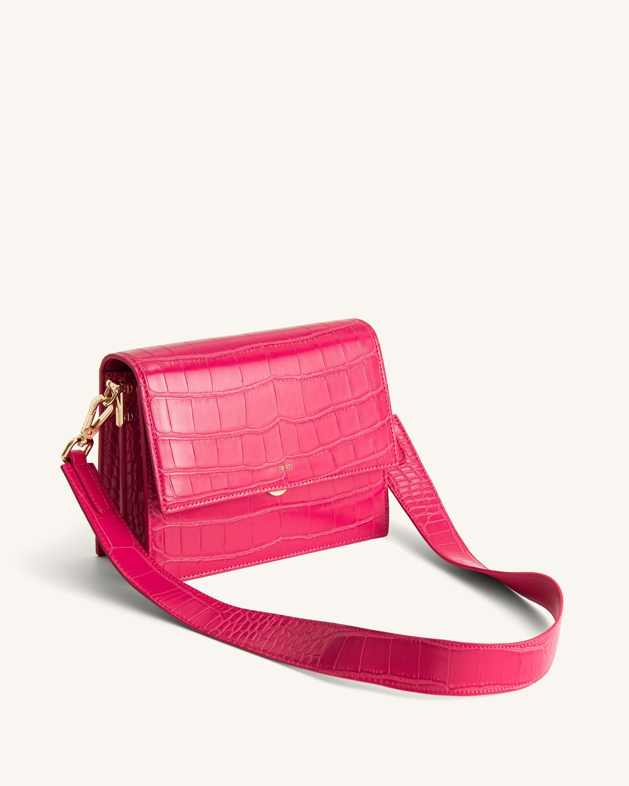 Mini sac bandouliere a rabat Croco Magenta